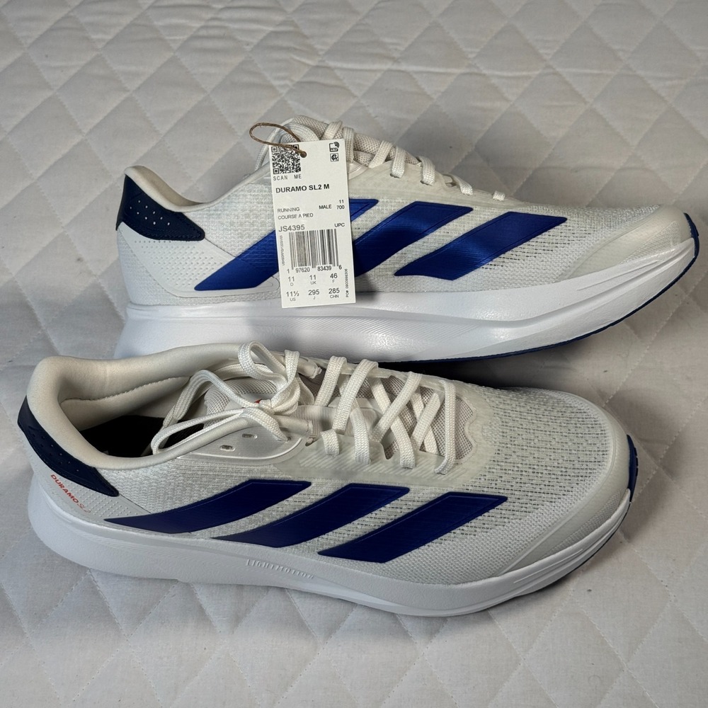 Adidas Duramo SL2 M Men's 11.5 NWT w/ Box White Blue Running Shoes JS4395